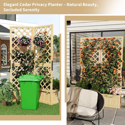 41"x10"x65" Freestanding Privacy Fence with Planter Box & Trellis