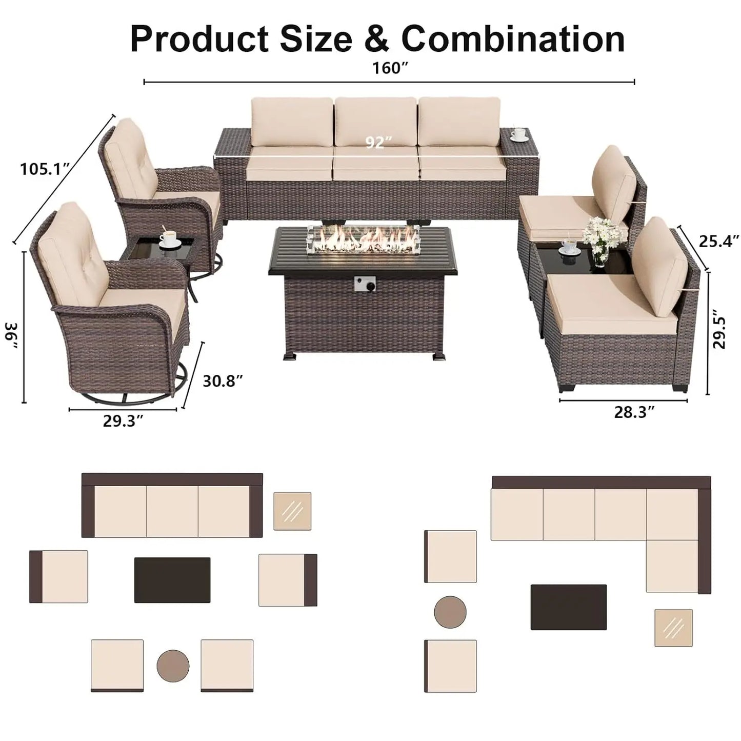 10 Pieces Patio Furniture Set
