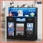 Mini Fridge Cabinet with LED Light & Power Outlet,