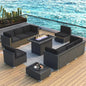 10-Piece Outdoor Wicker Rattan Patio Furniture Set with Propane Fire Pit and Coffee Table