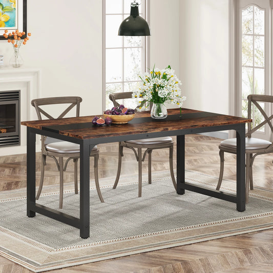 63"x31.5" Industrial Rectangular Kitchen Table for 6-8 Person