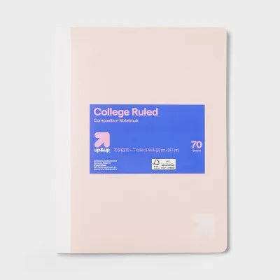 5 Pack Composition Notebook 7.5"X9.75" Poly Cover 70 Sheets Pastel Pink - for School Office