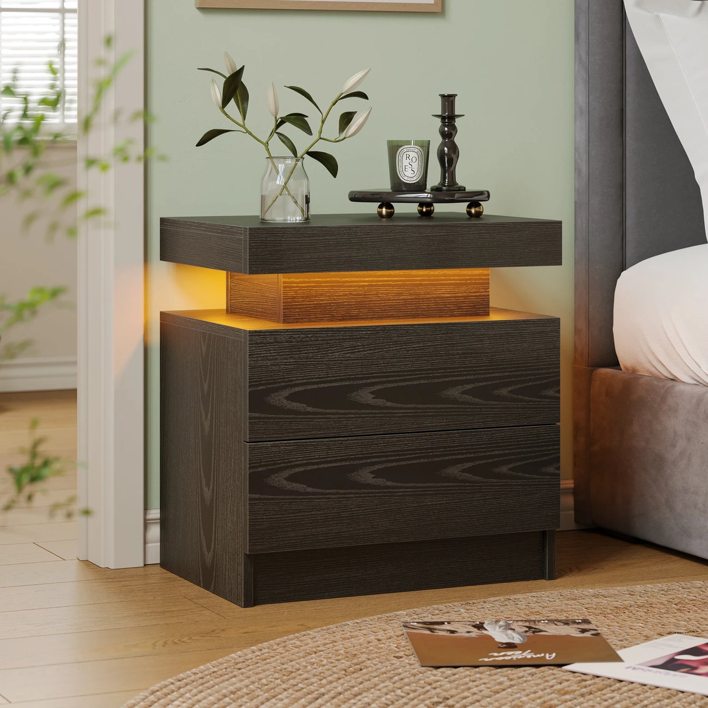 LED Nightstand End Table with RGB LED Lights