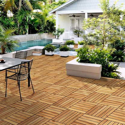 108PCS Acacia Wood Interlocking Flooring Tiles