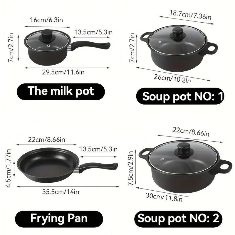 13-Piece Nonstick Cookware Set Black - Induction Compatible