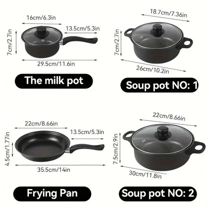 13-Piece Nonstick Cookware Set Black - Induction Compatible