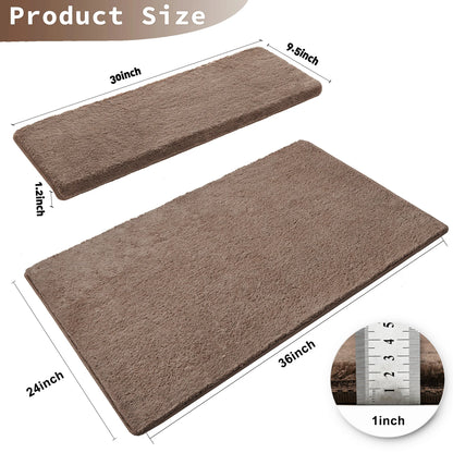Bullnose Non-Slip Stair Treads -Ultra Plush- Washable Self-Adhesive