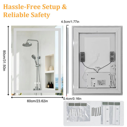 50/60/100/120cm LED Bathroom Mirror Built-in Bluetooth Speaker Waterproof