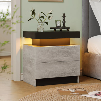 LED Nightstands or End Table with 2 Drawers,