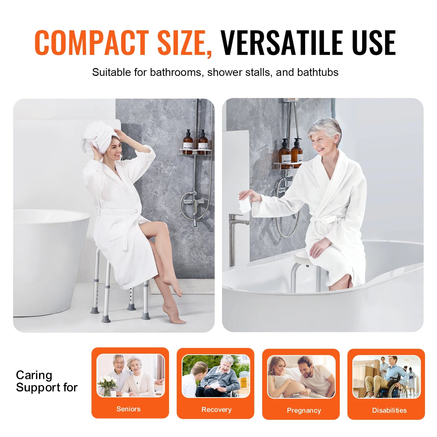 Shower Chair Adjustable Stool Non-Slip Bench