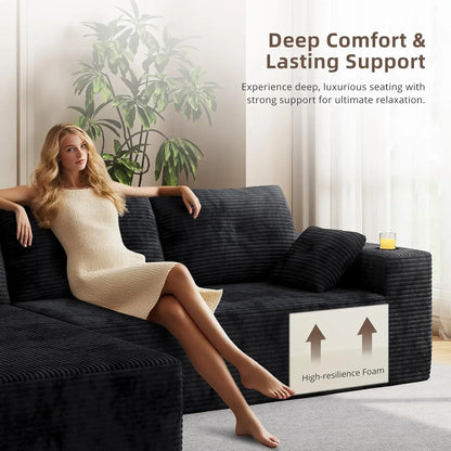 109" Boneless Couches for Living Room Modular Sectional Sofa with Oversized Chaise, L-Shape Cloud Couch with Deep, Customized