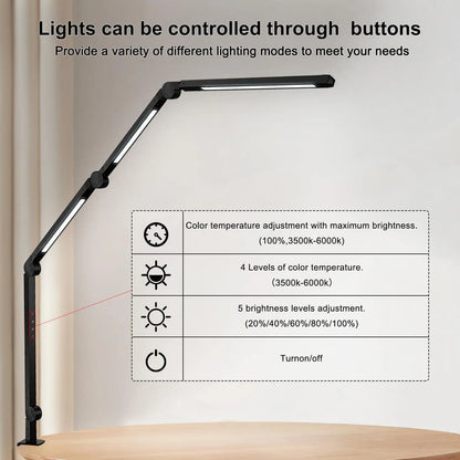 LED Desk Lamp with Clamp Flexible 4 part arm