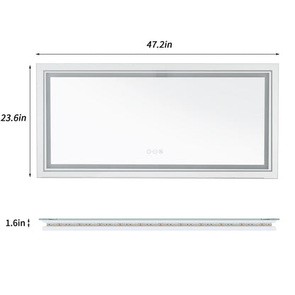 48"X24" LED Bathroom Mirror with Lights, Anti-Fog, Dimmable, Backlit + Front Lit,