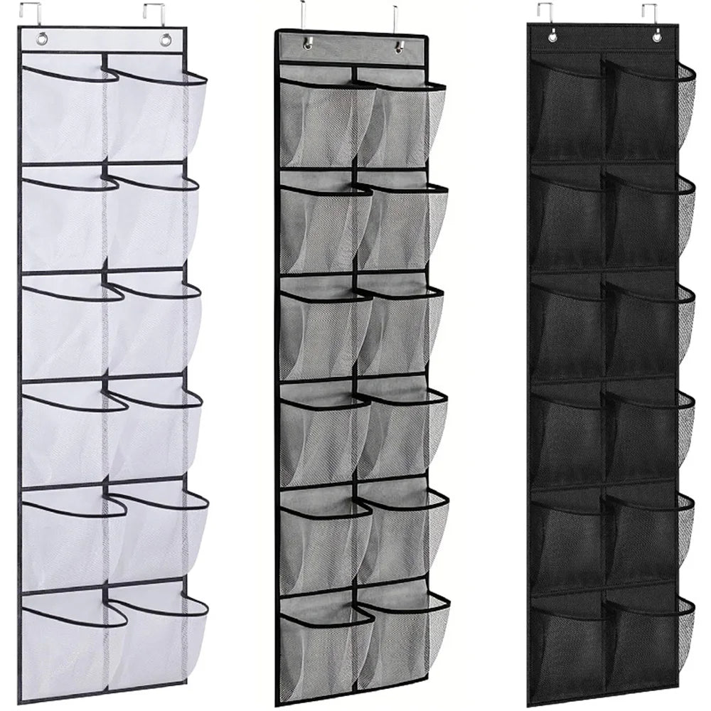 12 Pockets Over the Door Shoe Organizer