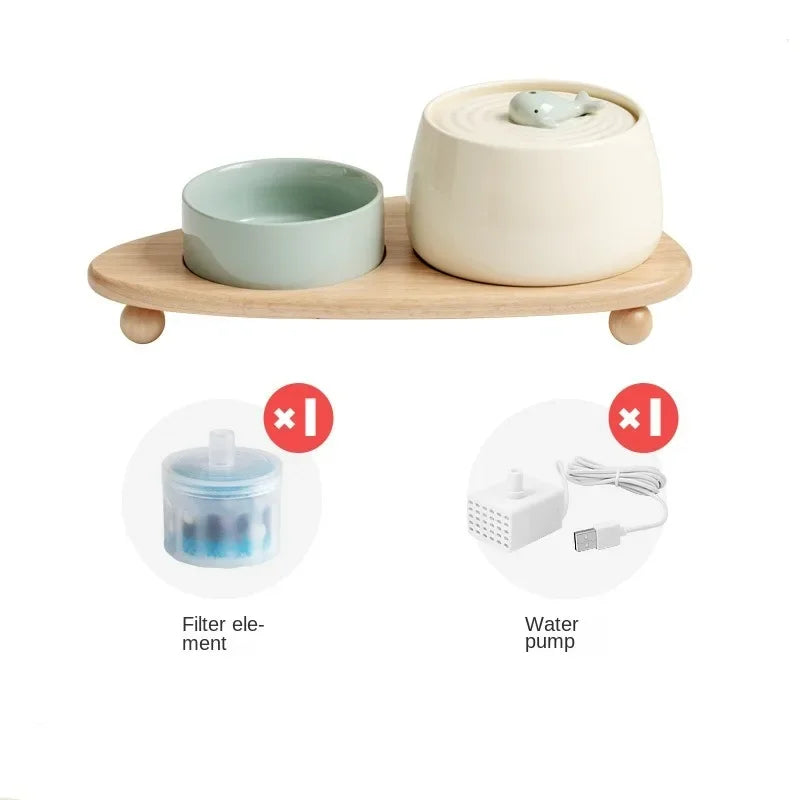 Ceramic Automatic Circulating Filtered Water Dispenser for Cats