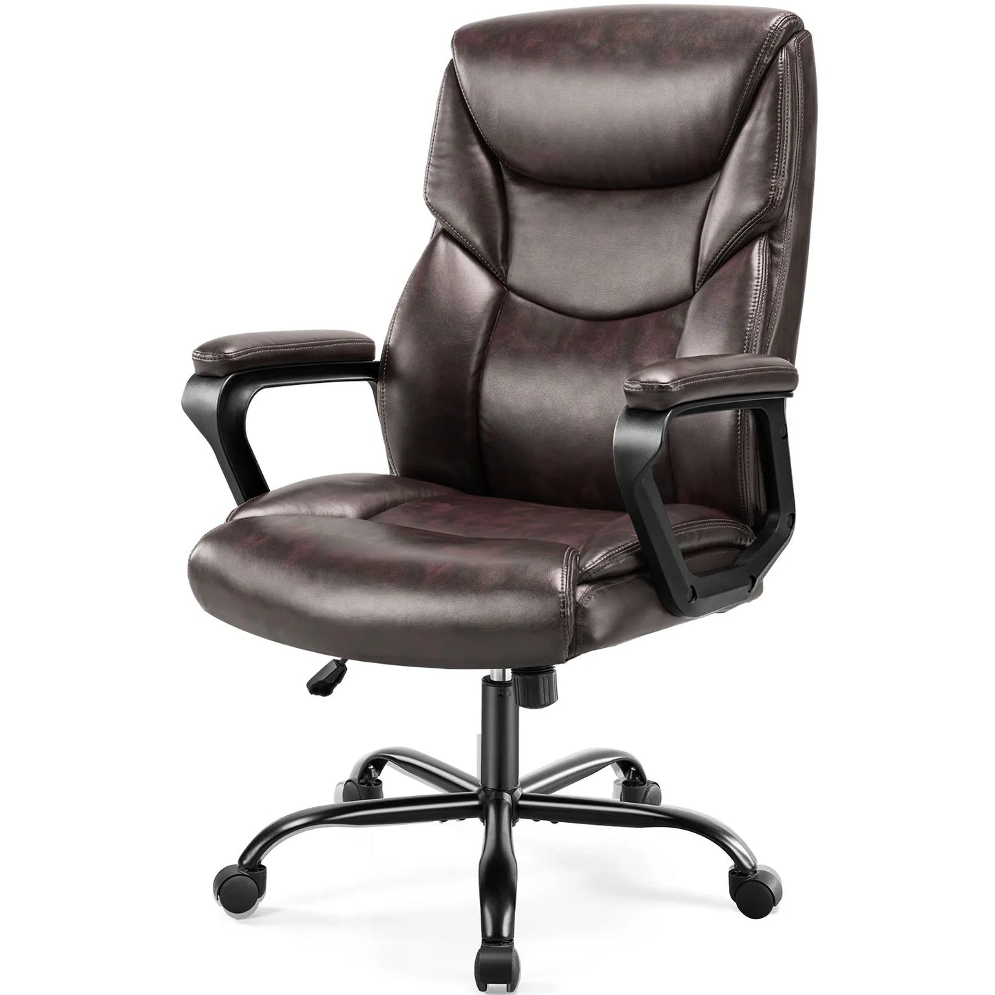 Ergonomic PU Leather Padded Chair Swivel Wheel With Lumbar Support