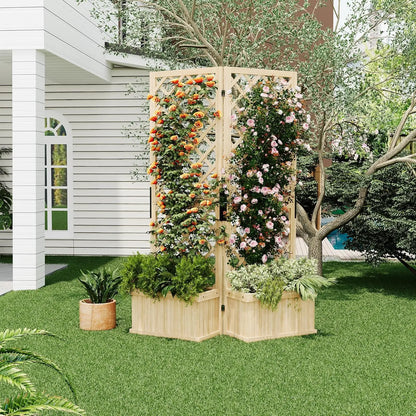 41"x10"x65" Freestanding Privacy Fence with Planter Box & Trellis