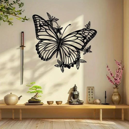 Butterfly Metal Wall Art Sculpture - Art Deco Style 1pc, Animal-Inspired Living Wall Decor,  Housewarming Gift