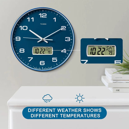 TIMESS Calendar Wall Clock,3 Sizes 4 Colors