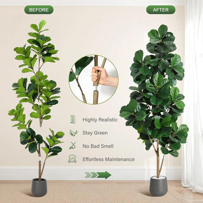 4FT/5FT/6FT/7FT Realistic Faux Ficus Lyrata Trees