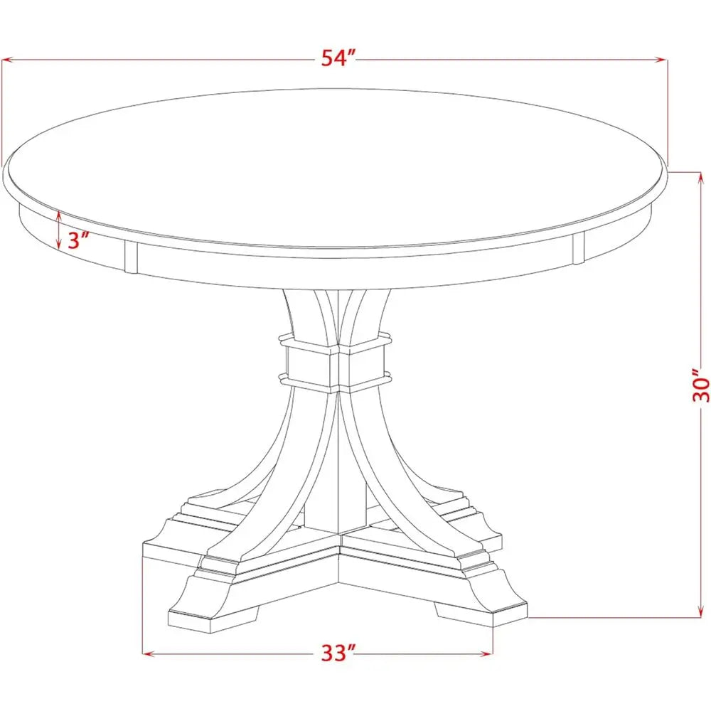 Round Acacia Wood Dining Table, Antique Walnut Finish