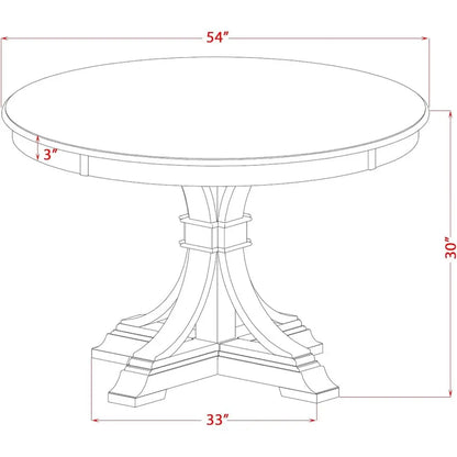 Round Acacia Wood Dining Table, Antique Walnut Finish