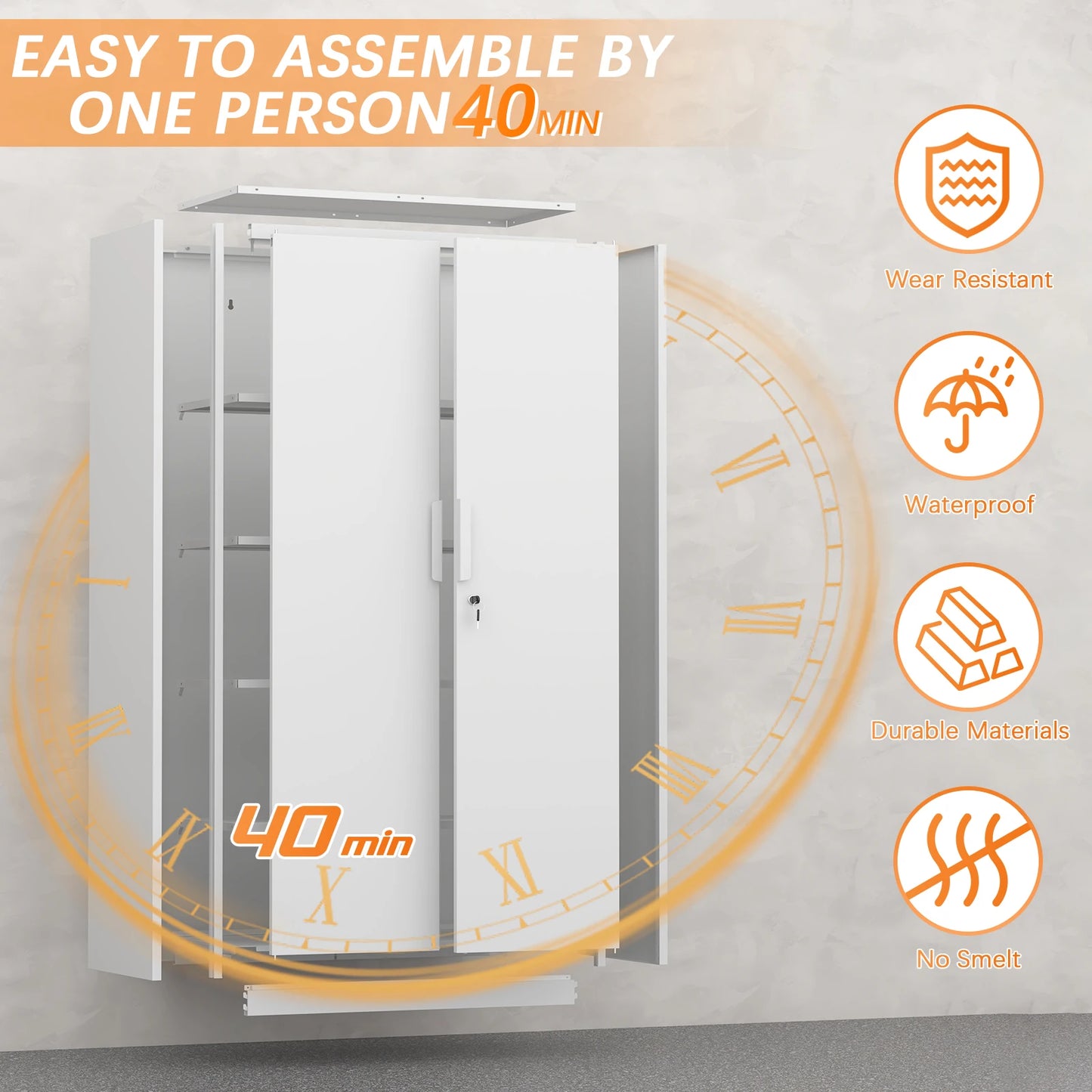 Metal File Cabinet for Garage 
Utility Cabinet with Adjustable Shelves