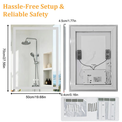 50/60/100/120cm LED Bathroom Mirror Built-in Bluetooth Speaker Waterproof