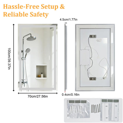 50/60/100/120cm LED Bathroom Mirror Built-in Bluetooth Speaker Waterproof