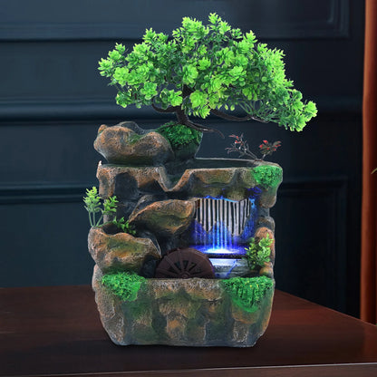 Indoor Room Fountain Waterfall with Color Changing LED Lighting