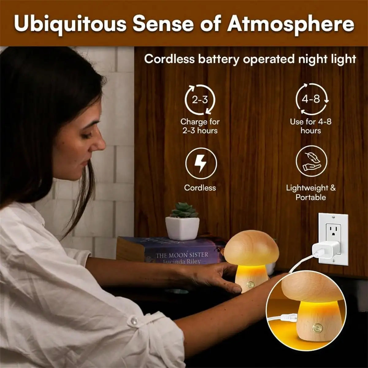 1pc Dimmable LED Mushroom Table Lamp