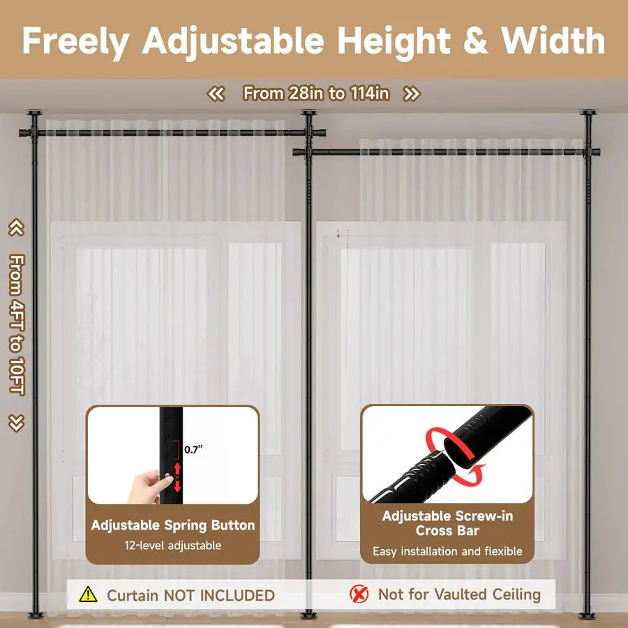 Divider for Room Separation  W, Curtain Rods No Drilling