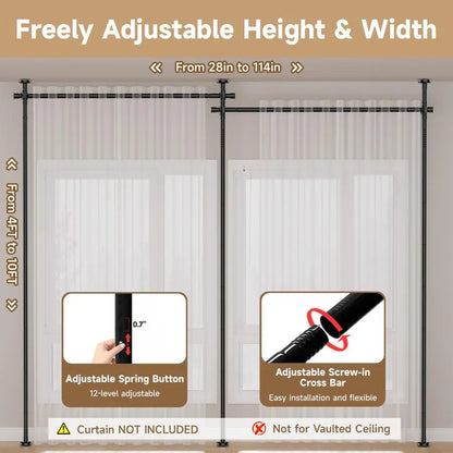 Divider for Room Separation  W, Curtain Rods No Drilling