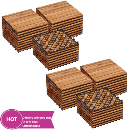 54PCS Acacia Wood Interlocking Flooring Tiles