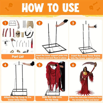 7Ft Halloween Animatronics Grim Reaper Decor Outdoor