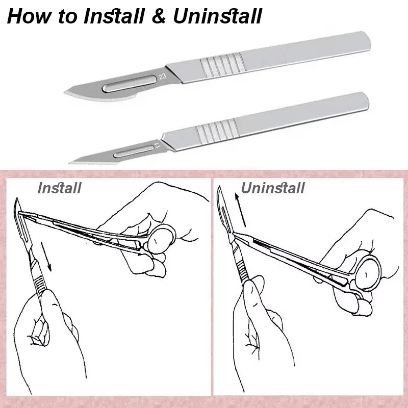 Scalpel Blade Set Metal Handle Stationery Steel Precision Craft Knife Cutter Wood Carve Stencil Box Open DIY Surgical Tool