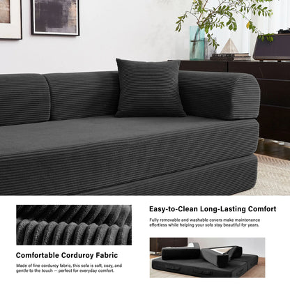 79'' Boneless Couch Foldable Convertible Futon Sleeper Sofa Bed