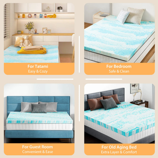 2-4 Inch Gel Memory Foam California King Mattress Topper