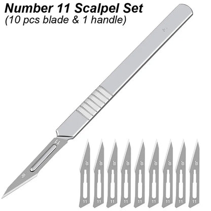 Scalpel Blade Set Metal Handle Stationery Steel Precision Craft Knife Cutter Wood Carve Stencil Box Open DIY Surgical Tool