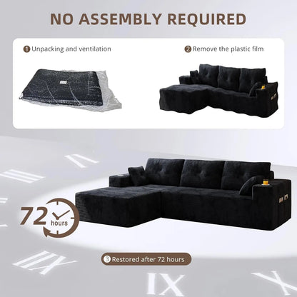 109" Boneless Couches for Living Room Modular Sectional Sofa with Oversized Chaise, L-Shape Cloud Couch with Deep, Customized