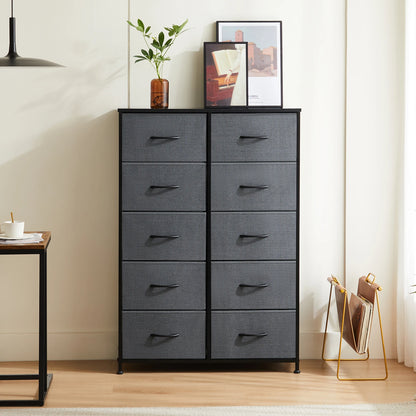 Bedside Table  With 10 Fabric Drawers Nightstand