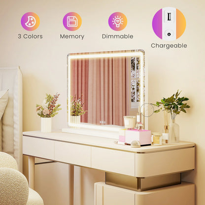 LED Vanity Mirror with  Dimmable 3 Color Lights