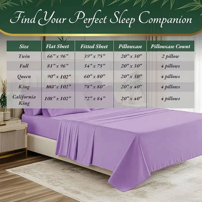 4pcs/6pcs Bamboo Cooling Queen Size Sheet Set
