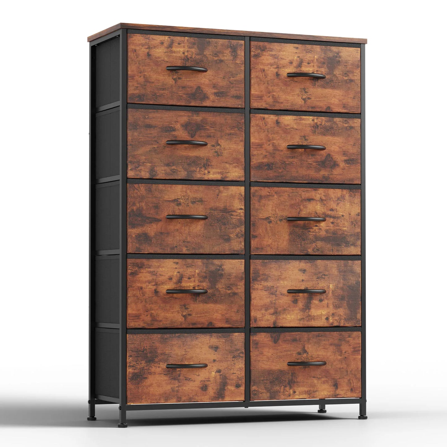 Bedside Table  With 10 Fabric Drawers Nightstand