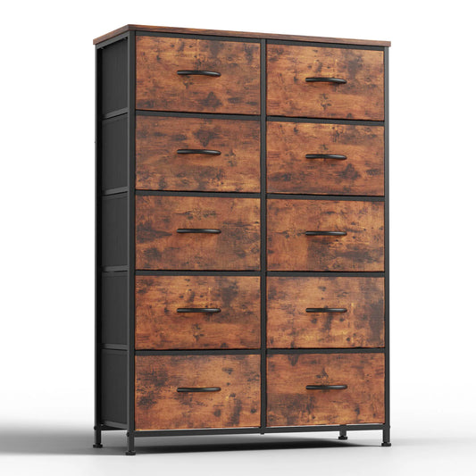 Bedside Table  With 10 Fabric Drawers Nightstand