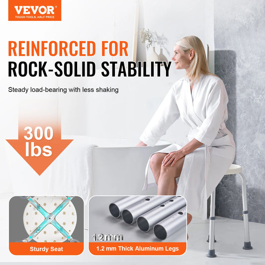 Shower Chair Adjustable Stool Non-Slip Bench