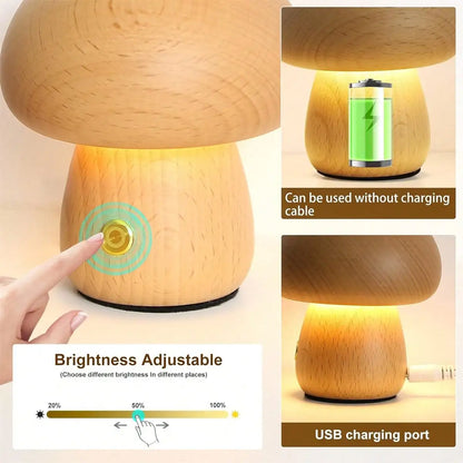 1pc Dimmable LED Mushroom Table Lamp