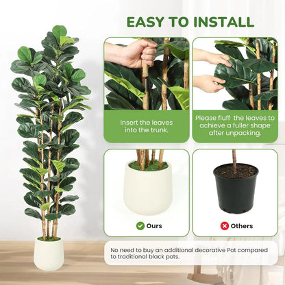 5/6/7 FT Artificial Fiddle Leaf Fig Tree with Pot
