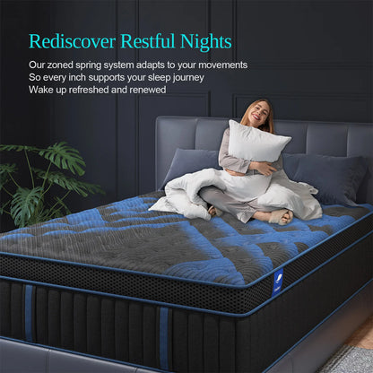 12"Gel Memory Foam Hybrid Pocket Spring Mattress Twin Full Queen King