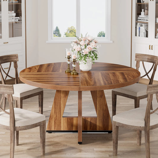 Round Beautiful Wood Dining Table for 4